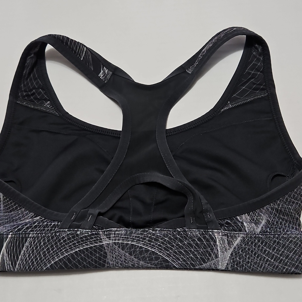 Reebok Gray & White Mesh-Pattern Racerback Sports Bra Size S - Picture 2 of 6